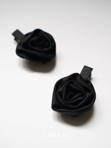 Black Satin Hair Clip with Artificial Rose and Lavender Scent for Girls Gift Shop LAILAI Side Clip Hair Accessory