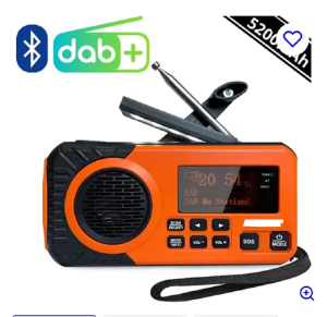 Crank Survival DAB+FM Emergency Radio with rechargeable 5000 mAh power bank Solar Radio with Alarm Crank Blackout Emergency use
