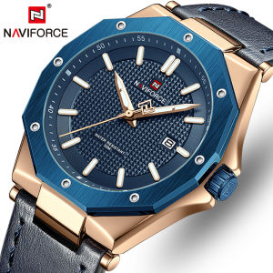 NAVIFORCE Top Luxury Brand Mens Watch Original Quartz Leather Strap Waterproof Luminous Fashion Business Men Watch