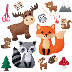 Kids DIY Sewing Kit with Felt Animals Educational Toy for Fine Motor Skills Handmade Crafting Set Birthday Christmas Gift