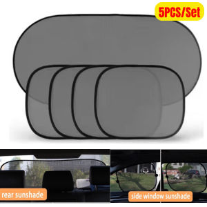 5PCS/Set Car Sunshade Mesh Car Shading Block Heat Insulation Side And Rear Sunshield Car Windshield Sun Shade