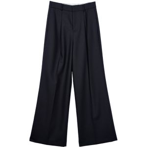 Summer Wool Wide Leg Trousers Casual and Dress Pants