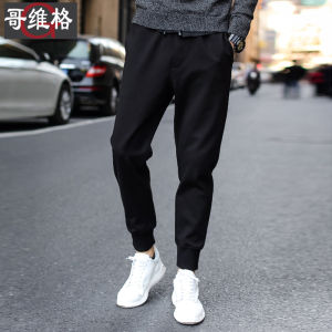 Mens Winter Thickened Fleece Lined Casual Sports Pants Spring Autumn Loose Fit Trousers Roman Cloth mid Waist Straight Leg