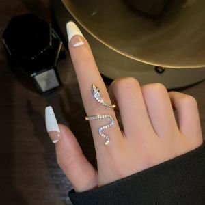 Maidu Jewelry Nhẫn hở hình con rắn cho nữ Xu hướng mới Nhẫn đeo ngón trỏ khảm zircon