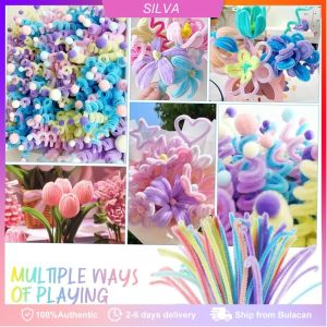 100pcs Colorful DIY Twist Wire Dense Fuzzy Wire Pipe DIY Craft Stems Flowers Chenille Stem Handmade
