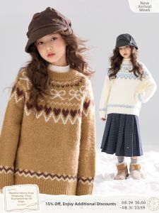 MUCMUKN | Scandinavian Style Fair Isle Pattern Wool Blend Girls Sweater