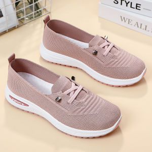 JIFANPAUL | Womens Fall Casual Sports Moms Low-cut Anti-slip Flat Breathable Elderly Fashion Knit Shoes