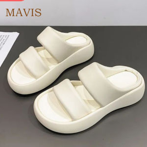 Solid Color Soft Leather Thick Sole Slippers for Womens Summer New Soft Sole Anti Slip Beach Wear Slippers