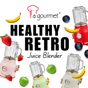 La gourmet Healthy Retro Juice Blender 0.6L - High Power 6 Stainless Steel Blade BPA Free Easy Clean