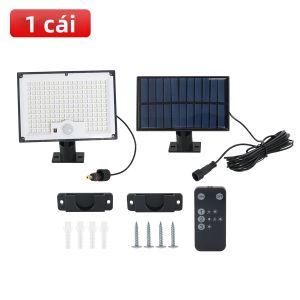 Đèn Pha Năng Lượng Mặt Trời LED 528 Bóng Ngoài Trời Chống Nước Cảm Biến Chuyển Động Điều Khiển Từ Xa 3 Chế Độ Dùng Cho Sân Nhà Để Xe Sân Sau Chiếu Sáng An Ninh
