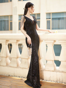 Luxurious Fringe Sequin Evening Dress