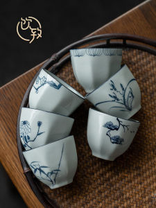 Hand-Painted Ceramic Blue And White Tea Cup Chinese Style Personal Specialty Gongfu Tea Set Small Size Owner Cup Single Cup 50ml