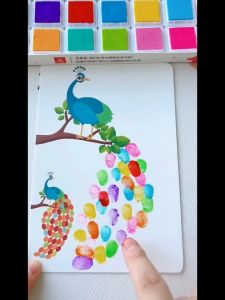 24 Colors Kids Finger Painting Kit with Album Early Education Toys Non-Toxic Washable Kids Painting Set Graffiti Creative DIY Printing