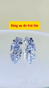 Khuyên tai nữ bạc xi bạch kim nụ đá trái tim chuôi vặn size từ 5x5 - 6x6mm Bông tai nam bạc ý S925 xi vàng trắng đẹp Hoa tai bạc thật mạ vàng thiết kế sang trọng và đẳng cấp có bán lẻ 1 chiếc - KIM LỘC PHÁT BTiV
