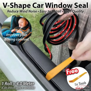 V-Shape Car Window Gap Rubber Seal Soundproof Noise Insulation Strip Trim Filler (4 Meter/roll)
