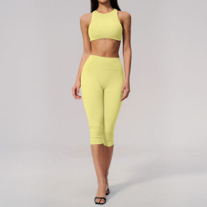 QYUED | High Waist Butt Lifting Tummy Control Outfit 7/8 Pants Anti Shock Vest