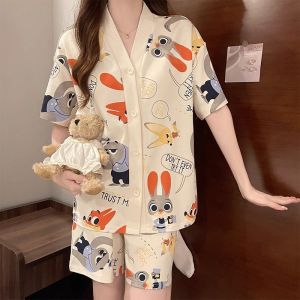 DVDK | Women Summer T-shirt Sleeping Wear Set With Padded Top Loose Pants