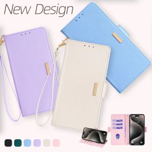 Fashion Ladies Magnet Buckle Phone Case for iPhone 15 14 13 12 11 XS Pro Max 8 7 6S Plus XR X SE3 Leather Flip Cover Strap RFID