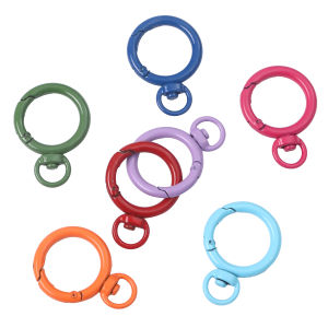 27mm 2-5pcs/bag Alloy Spray Painted Circular Movable Spring Buckle For DIY Keyring Connector Jewelry Supplies