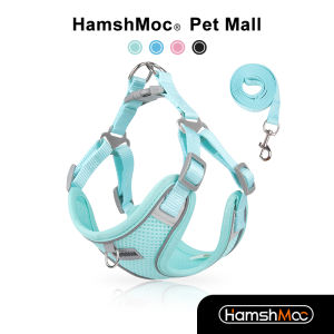 HamshMoc Adjustable Dog Harness And Leash Set Reflective Dog Vest Durable Lead Rope With Soft Handle For Small Medium Dogs