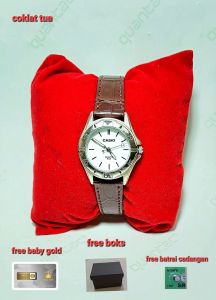 jam tangan wanita klasik A-204-L Analog Strap kulit Tahan Air