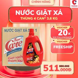 Thùng 4 can Nước giặt xả True Care 5IN1 36kg trắng sạch quần áo  gấp đôi hạt lưu hương thơm lâu mềm vải