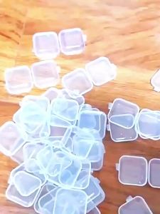 10PCS Mini Storage Box Transparent Square Plastic Box Empty Case with Lid Jewelry Packaging Storage for Tiny Bead Jewelry