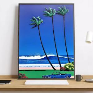 BILIBILI | Hiroshi Nagai Vaporwave Japan Beach Painting Calligraphy HD Canvas Poster living room bedroom bar aesthetic decoration