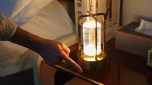 Portable Bar Table Lamp for Indoor/Outdoor5200mA Battery Rechargeable Cordless LED Table LampTouch 3 Colors Crystal Lantern Lamp for Living Room/Bedroom/Tabletop/Bar/Café/Camping Dining Room Decoration Ambient Light Portable Camping Lamp