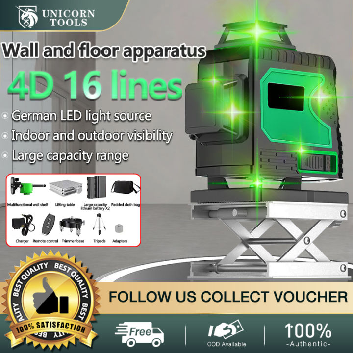 Unicorn 16 Lines 4D Green Light Laser Level Digital Level Self-leveling ...