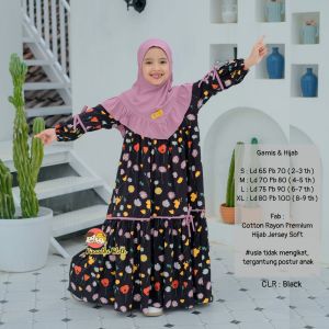 GAMIS ANAK PEREMPUAN ATTAYA SET SUDAH TERMASUK JILBSB