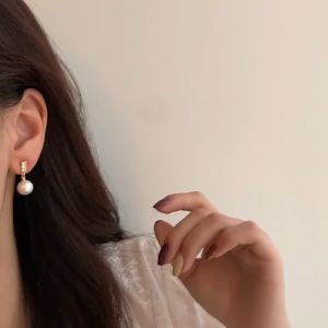 good 999 18K gold Fashion crystal pearl design temperament Earrings ES6296