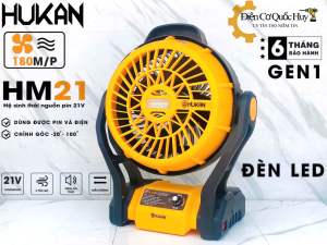 Thân quạt chạy pin tích điện HUKAN 2440i có đèn Led chính hãng dùng chân pin phổ thông