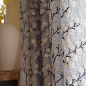 Fresh Blue-gray Minimalist Retro American New Chinese-style Window Curtains