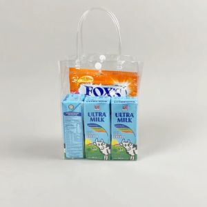 SAMOYED Tas Plastik Mika Transparan / Hampers / Souvenir / Tote / Goodie Bag PVC Uk. 15 x 20 x 7 cm