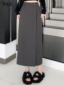 High Waist A-Line Midi Skirt Womens Commuter Style Spring Autumn 2025 New Design Sensation Polyester Fiber Skirt