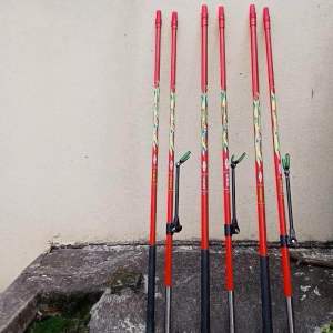 ( SALE ) Vợt Carbon BEIXIANG HOA BĂNG câu cá cán 2m1 2m4 2m7 & Vành 40cm tay cầm cao su bền đẹp chất lượng. Gồm 3 màu Xanh Đen và Đỏ Bắt Cá Đi Câu Fishing