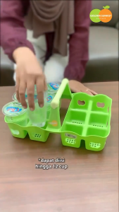 RAK AQUA CUP / TEMPAT AQUA GELAS PLASTIK GOLDEN SUNKIST / Rak susun air minum kemasan