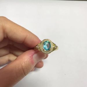 Huitan Gold Color Ring for Women Fashion Party Daily Versatile Luxury Wedding Inlaid Shiny Blue CZ Elegant Accessories Jewelry