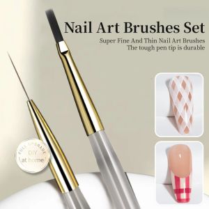 1/2PCS Nail Art Vintage Checker & Ultra-Fine Brush Set for Manicure Design - Line Grid Pattern Drawing Tools for DIY Nail Art