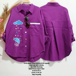 0097 XL3xl viral kemeja silang belakang gstyle lubana bordir payung hujan kancing bahan katun streach import