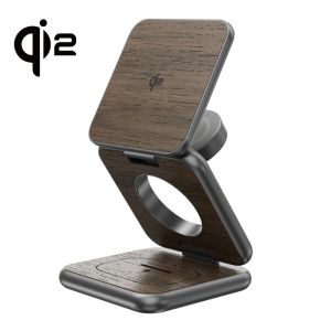 KUXIU Qi2 Three-In-One Foldable Magnetic Wireless Charger Suitable for Apple 16 Mobile Phones Watches Earphones 15W Aluminum Alloy