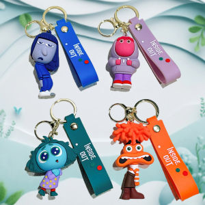 Bandai | Inside Out 2 Moive Joy Sadness Fear Disgust Figures Cartoon Keyrings Bag Car Key Chain Holder Keychains Christmas Gifts