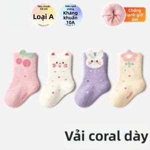 Vớ Dài Quá Đống Mềm Mại Bằng Cotton Không Đường May Cho Bé Gái