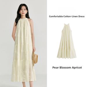 INMAN | Halter Sleeveless Vacation Style White Long Dress
