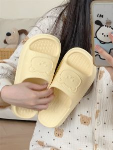 Cute Bear Slippers Indoor Home EVA Anti-Slip Couples Summer Flat Sandals Men Women Cartoon Style Slip-On Home Shoes