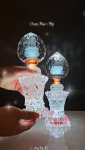 Đèn Thờ Pha Lê Quả Đào CHÂN THIỆN MỸ Vật Phẩm Trang Trí Bàn Thờ Phòng Thờ PLD-04