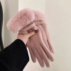 XUANXUAN | Thickened Fleece Winter Gloves For Women Touchscreen Compatible Driving Warm Windproof Cute Student Youth Polyester Fiber