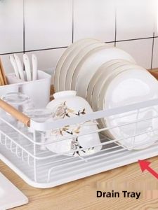 Kitchen Rectangle Dish Draining Tray Water Catching Tray Dish Storage Rack Sink Drainage Plate Basin Stone Material