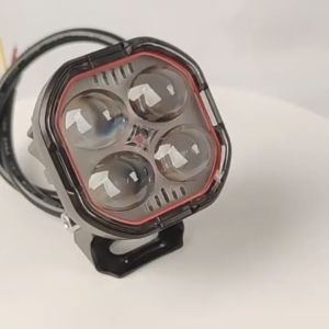 MOFOX BY2 Laser Gun 40W Mini Driving Light For Motorcycle Spotlight Hi/Lo Beam Red&Blue Flash Waterproof Motorcycle Auxiliary Light